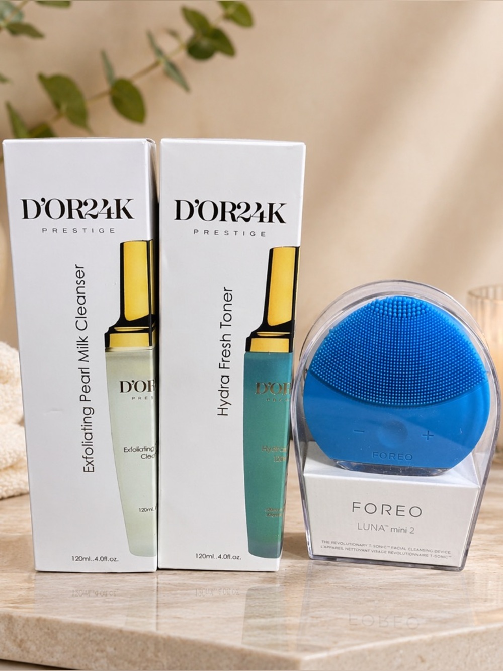 Foreo Luna Mini 2 Skincare Set + D’OR24K Cleanser & Toner | NWT | $287 Value